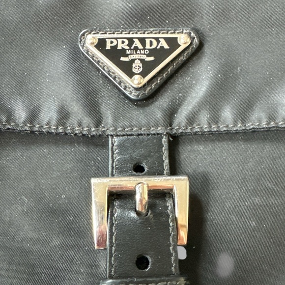 Prada Logo Plate Shoulder Crossbody Bag Tessuto Nylon Black - Picture 11 of 15